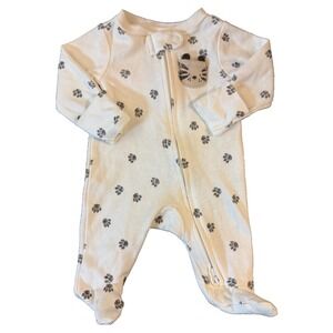 Carters Preemie Baby Boy Girl Unisex Sleeper Outfit 2 Way Zipper Tiger Paw Print
